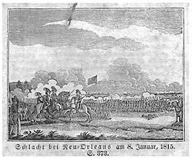engraving Schacht bei Neu Orleans am 8. January 1815