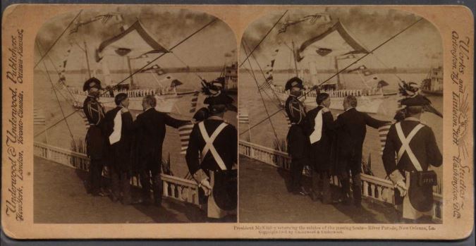 President McKinley returning the salutes of the passing boats.