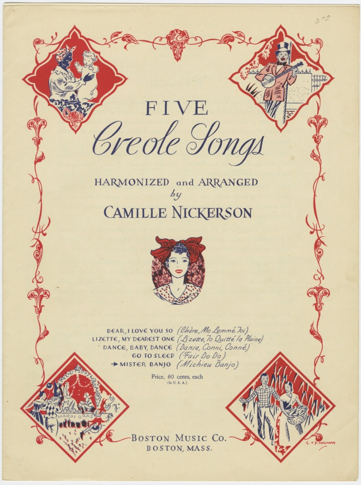 Cover for sheet music of Camille Nickerson's "Five Creole Songs"