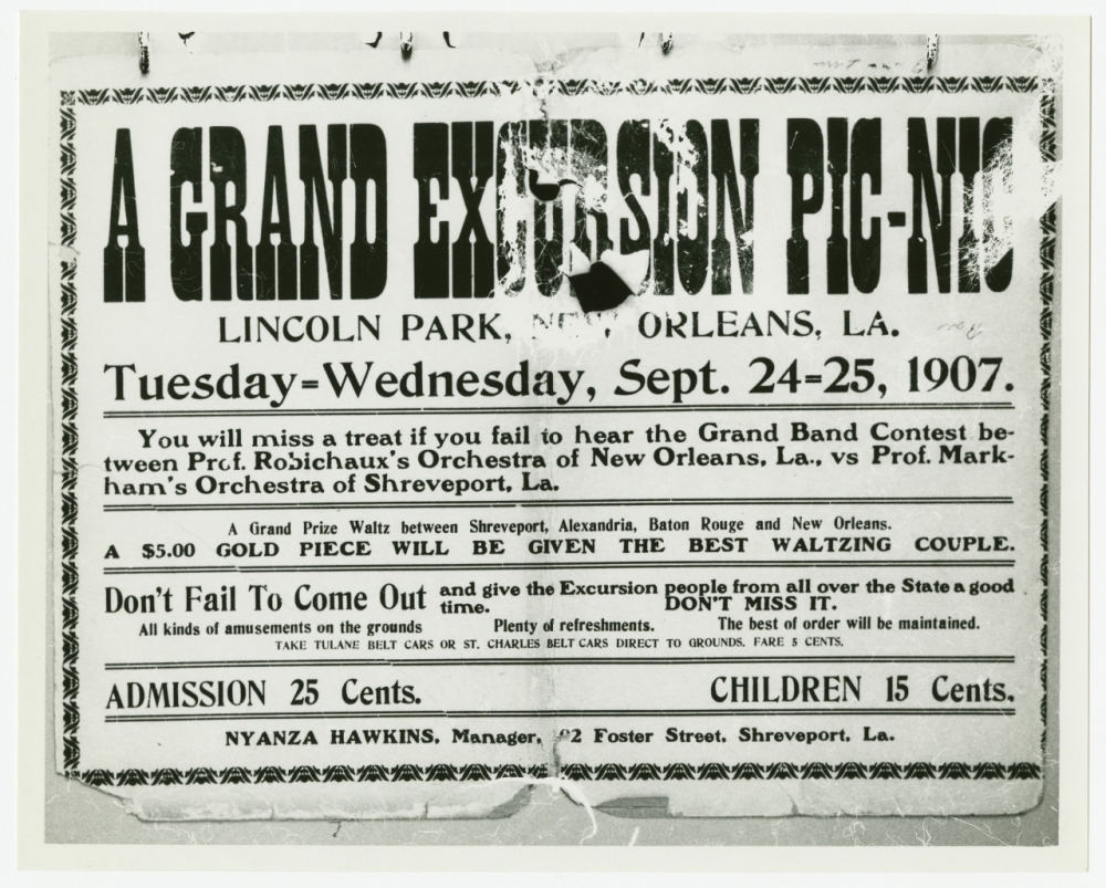 1907 handbill advertising a picnic at Lincoln Park