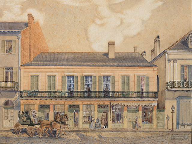View of 527-533 Royal Street October 1939; watercolor by Boyd Cruise Founders Collection, 1952.17
