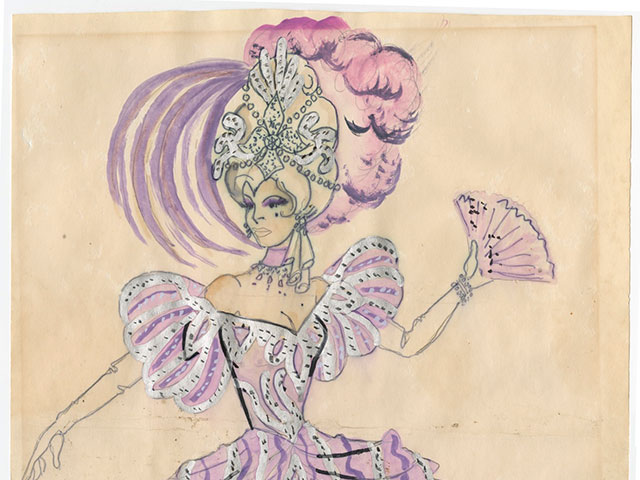 Mardi Gras costume design; 1970; watercolor by Larry Youngblood; The Historic New Orleans Collection, 2013.0131.2