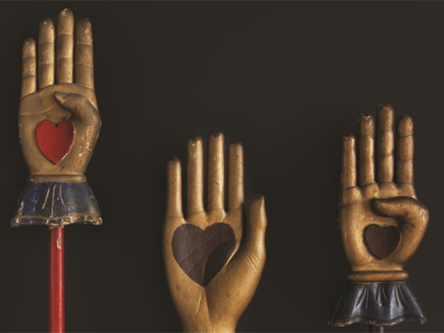 Independent Order of Odd Fellows heart-in-hands staffs; between 1850 and 1900; Collection of American Folk Art Museum, New York, gift of Kendra and Allan Daniel; photo by José Andrés Ramírez