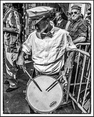 Jawansey 'NouNou' Ramsey of the New Orleans Young Traditional Brass band