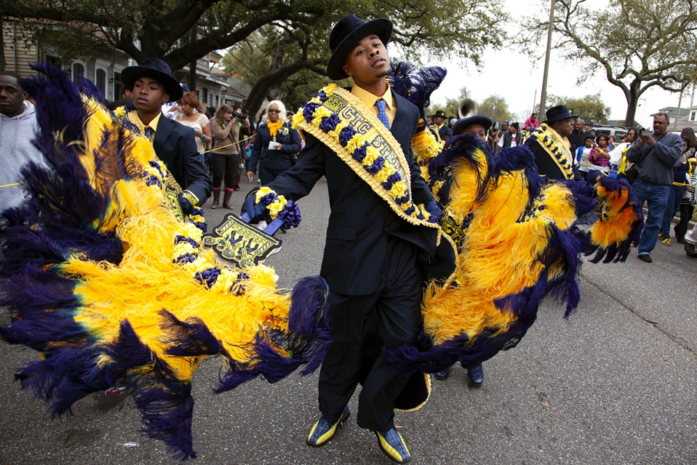 Rashade Brown (L) and Calvin Ellzey (R) with finery by Kevin Dunn, CTC Steppers parade