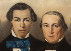 Detail from double portrait of father and son by Jules Lion; image courtesy of Neal Auction Company, New Orleans