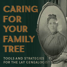 Caring for Your Family Tree logo with a photograph of a woman