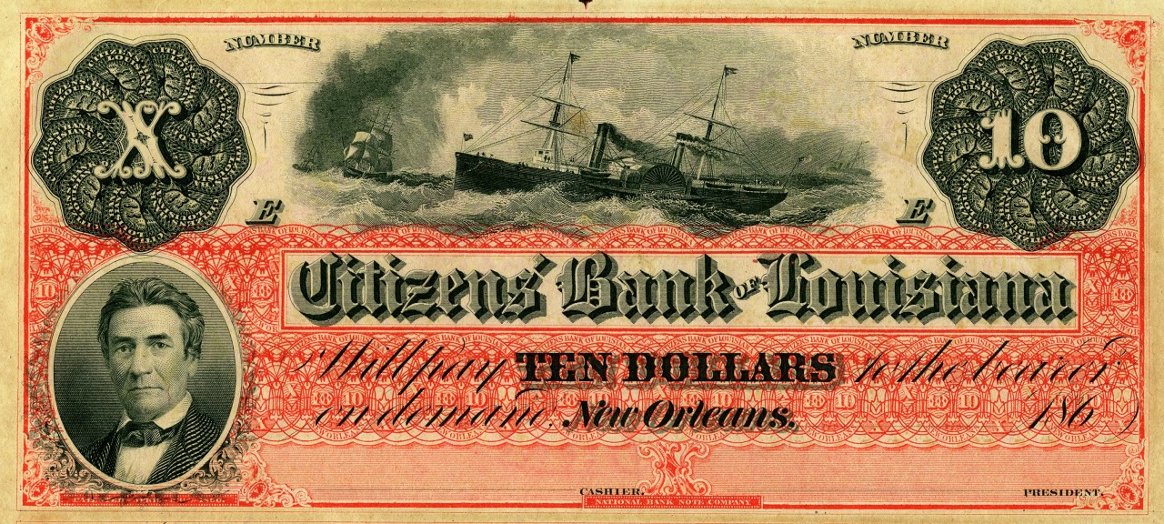 1850's $50 Citizens Bank Of Louisiana At Shreveport 4 Note Uncut Sheet 